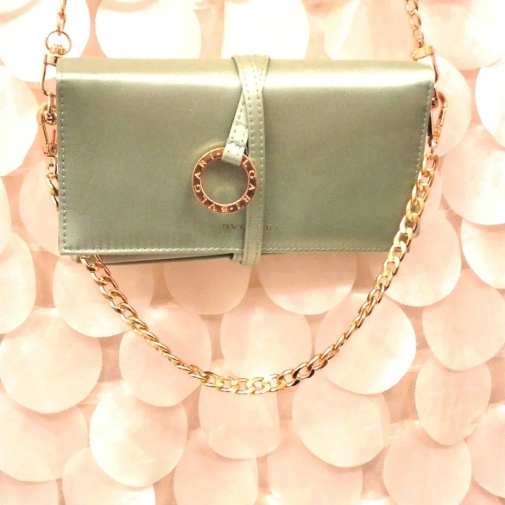 BVGARI with BOX CROSSBODY Authentic Satin Clutch Handbag w added 2 Gold … - Picture 15 of 16